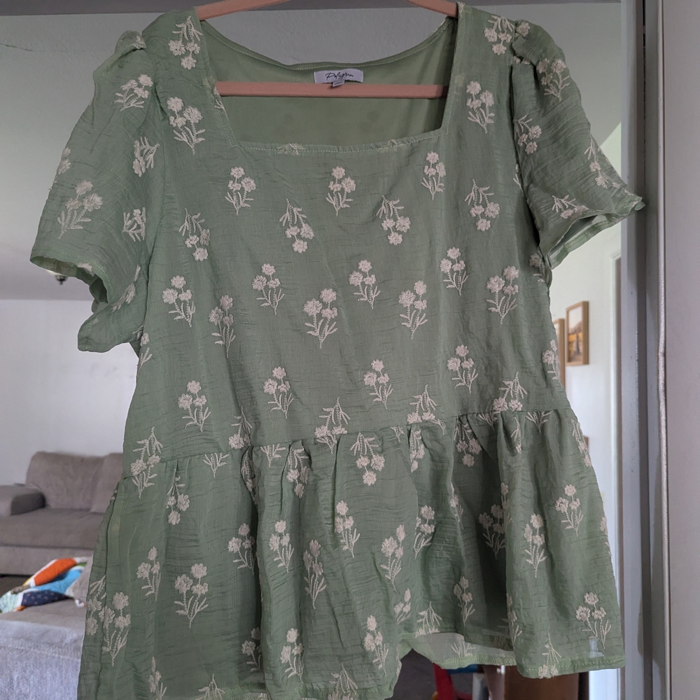 Zara Green Floral Blouse